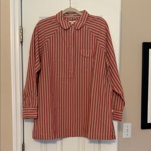 NWT Anthropologie Red Striped oversized women’s Shirt size S